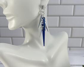 Silver and Blue Spike Earrings