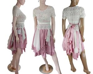 Pink cream bridesmaids, wedding dress, eco-friendly dress, unique dress, knee length event dress.