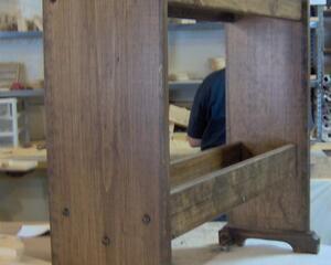 Early American free standing saddle stand with tray