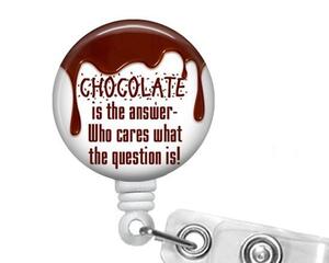 Chocolate Lovers Badge Reel on White Reel