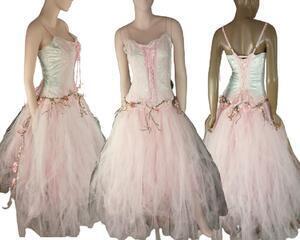 Fairy tale pink wedding dress fairy costume shabby chic one of a kind dress. Great for an outdoor wedding as well as many other events. This is beautiful, and would be perfect for a alternate wedding with an individual look in pink and white.
