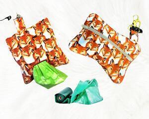 Foxes Dog poop bag holder with free recycled bags  in 2 sizes,