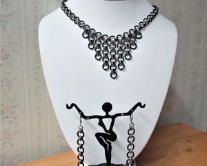 Chainmaille Waterfall Necklace and Earrings, Black