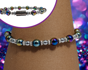 Bendi's Magnetic bracelet with rainbow hematite and silver hematite