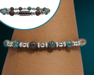 Bendi's Magnetic Bracelet with blue crazy lazy and hematite