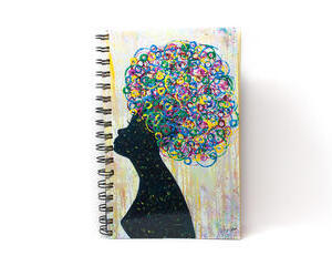 colorful silhouette woman tree roots original art custom notebook journal
