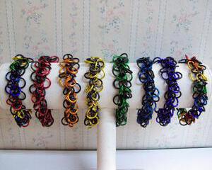 Chainmaille Shaggy Loops Stretch Bracelet, Rainbow