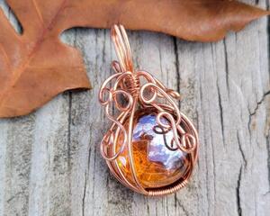 Orange Glass Pumpkin Pendant Necklace