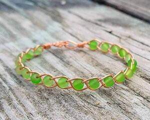 Green_Glass_Bracelet,Glass_Bracelet,Woven_Bracelet,Sea_Glass_Bracelet,Copper_Bracelet,Bridal_Party_Gift,Beaded_Bracelet,Bangle_Bracelet,Copper_Jewelry,Glass_Jewelry,Bridal_Gift,Bridesmaid_Gift,Green_Bracelet