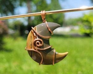 Polychrome_Jasper,Jasper_Pendant,Gemstone_Moon,Moon_Necklace,Moon_Pendant,Crystal_Necklace,Self_Care,Healing_Jewelry,Witch_Jewelry,Wirewrapped_Jewelry,Witch_Necklace,Crystal_Moon,Celestial_Necklace, crescent moon necklace, artisan jewelry