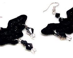Handmade Halloween Bat Dangle Earrings