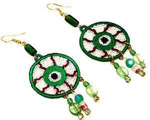 Handmade Halloween Eyeball Dangle Earrings
