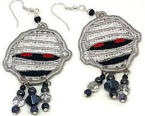 Handmade Halloween Mummy Face Dangle Earrings