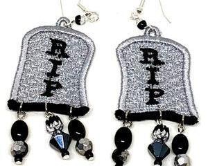 Handmade Halloween RIP Tombstone Dangle Earrings