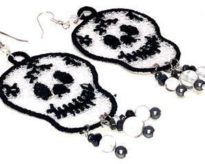 Handmade Halloween Skull Dangle Earrings