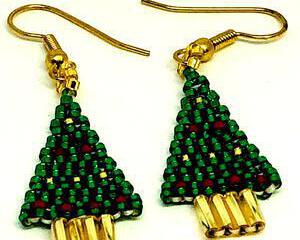 Handmade Green Christmas Tree Earrings