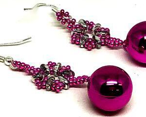 Handmade Hot Pink Snowflake Christmas Ornament Earrings