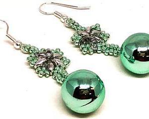 Handmade Pastel Green Snowflake Christmas Ornament Earrings