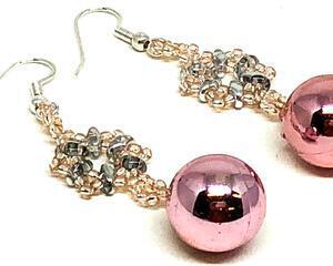 Handmade Pink Snowflake Christmas Ornament Earrings