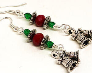 Handmade Red Green Christmas Bell Charm Earrings