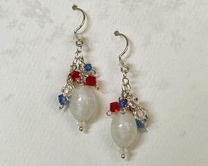 Red, white, and blue earrings with Swarovski crystal