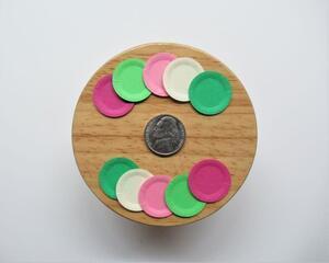 Dollhouse miniature paper plates, botanical colors, set of 10