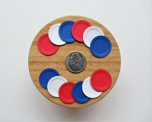 Dollhouse miniature paper plates, red, white, and blue, set of 12