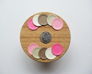 Dollhouse miniature paper plates, strawberry cream colors, set of 10