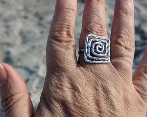 Square Spiral Ring handmade adjustable