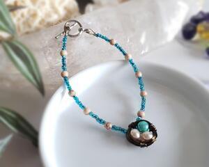 Pearl Bird's Nest Beaded Copper Bracelet