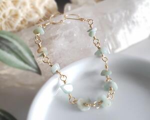 Gold Sterling Silver Amazonite Gemstone Bracelet