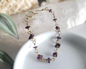 Gold Sterling Silver Garnet Gemstone Bracelet