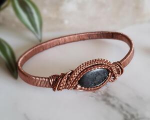 Anthophyllite Copper Bangle Bracelet