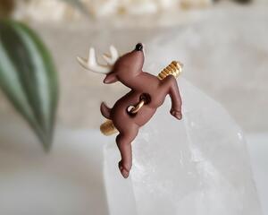 Reindeer Button Gold Colored Sterling Silver Plated Copper Wire Wrapped Ring