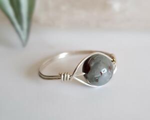Minimalist Sterling Silver Bloodstone Gemstone Ring