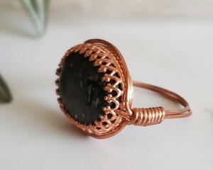 Anthophyllite Copper Wire Wrapped Ring
