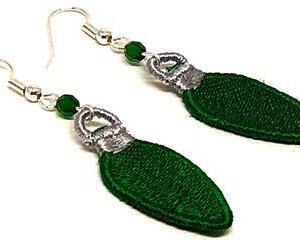 Handmade Green Christmas Bulb Earrings