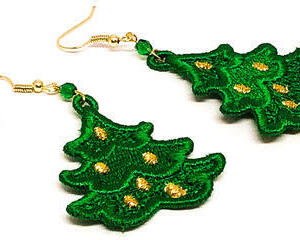 Handmade Green Christmas Tree Earrings