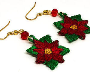 Handmade Red Christmas Poinsettia Earrings