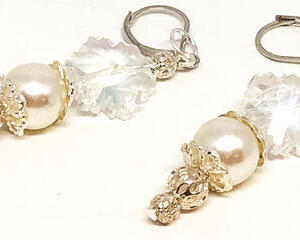 Handmade Crystal Snowflake Pearl Filigree Earrings