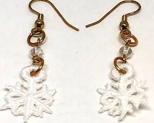 Handmade Small Lace Christmas Snowflake Earrings