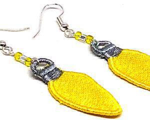 Handmade Yellow Christmas Bulb Earrings