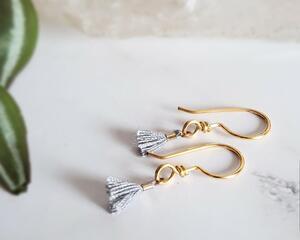 Tiny Light Blue Tassel Earrings