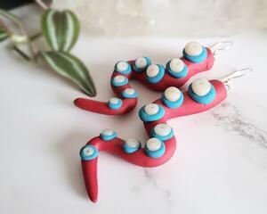 Red White and Blue Kraken Tentacle Earrings