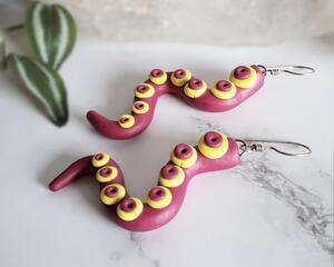 Red Kraken Tentacle Earrings