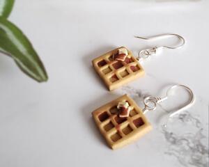 Sterling Silver Polymer Clay Waffle Earrings