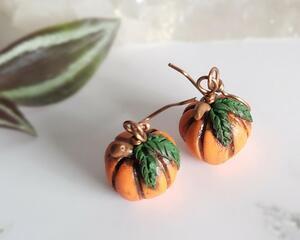 Polymer Clay Pumpkin Copper Earrings