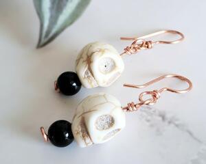 Copper Magnesite Skull Earrings