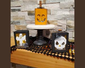 Luminary set with Jack O Lantern, skull, and ghost.