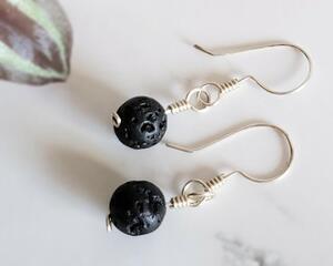 Lava Rock Sterling Silver Earrings